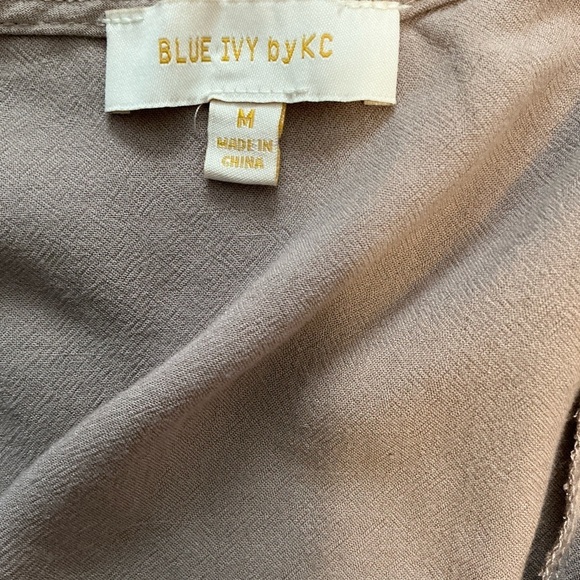 Blue Ivy by KC feminine mocha peasant top - Picture 2 of 12